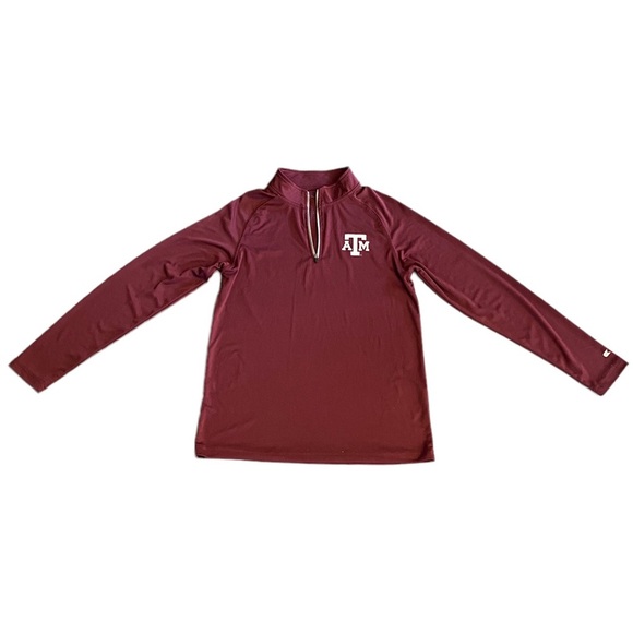 A&M Collegiate Long Sleeve Workout Pull over 1/4 zip up  Shirt - Picture 1 of 6